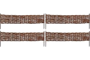 WALTONS EST. 1878 Woven Wooden Willow Borders Natural Garden Edging for Lawns, Flowerbeds & Pathways (4)