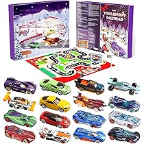 Majorette Auto Adventskalender 2025 für Kinder ab 5 Jahre - Weihnachtskalender mit 8 Spielzeugautos aus Metall und 16 Zubehör-Teilen - 24 Fenster mit Spielzeug-Befüllung inkl. Spielfläche