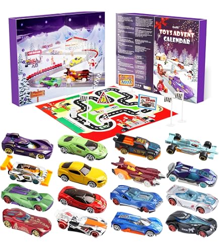 Calendrier De L'Avent 2025 Racing - 24 Surprises Décorations Équipe Course 2D Pour Enfants