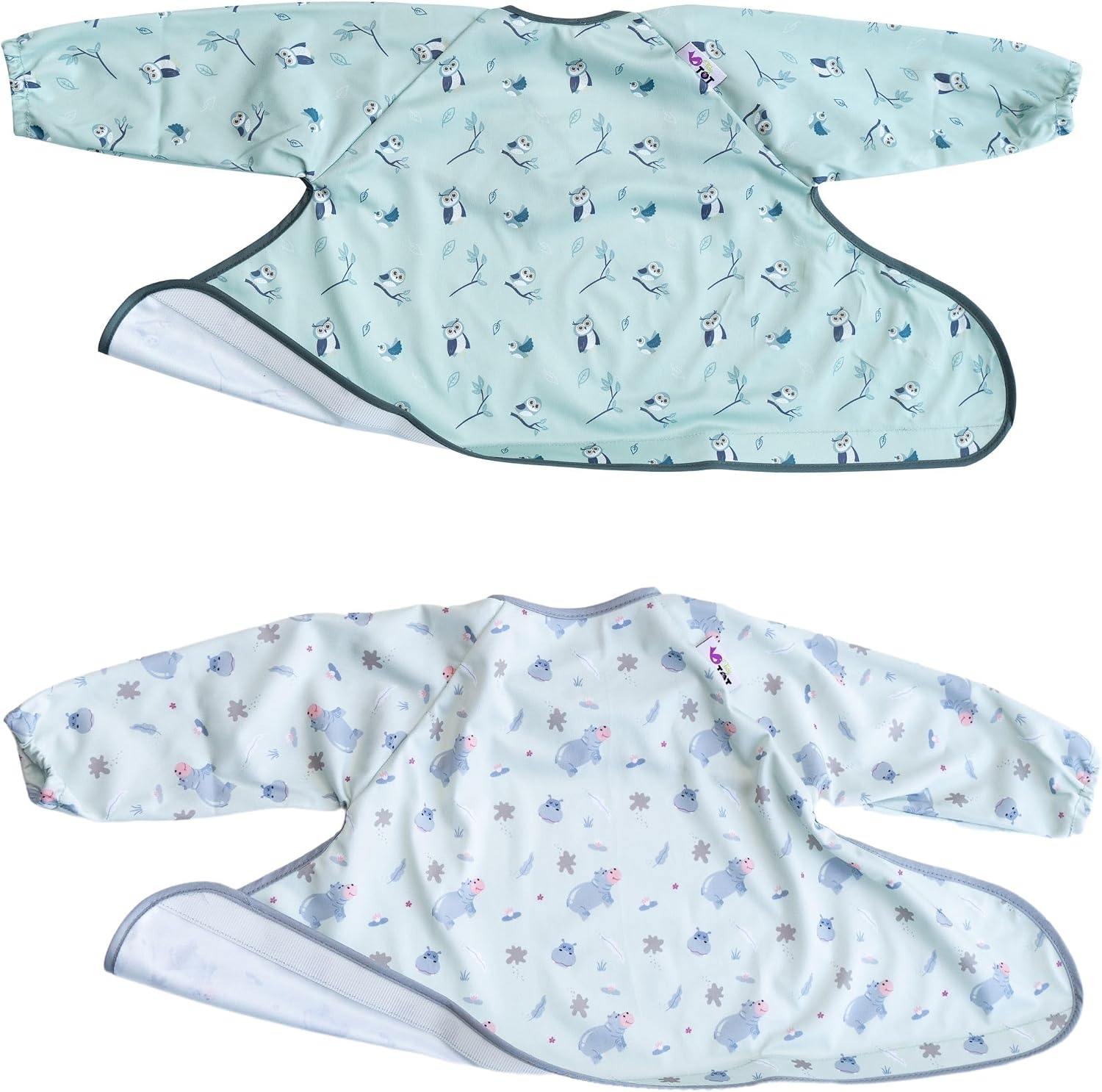Tidy Tot Baberos para la diversificación alimentaria. Babero básico de manga larga. El babero impermeable se adhiere a la bandeja de manga larga.