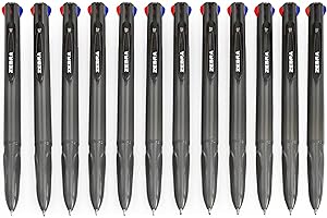 Zebra Z-Grip Elegance 4 in 1 colori penna a sfera retrattile, 1,0 mm, fusto grigio, nero, blu, rosso, verde, confezione da 12