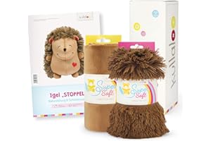 kullaloo Coffret cadeau de couture motif hérisson + deux tissus en peluche assortis dans une boîte cadeau.