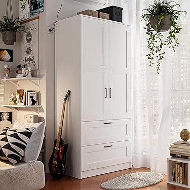Mebel Kryspol Inova 1 moderne kast met planken en stangen - opbergkast voor slaapkamer en woonkamer - 236,7 x 100 x 47 cm - gouden puskleur kasmier - kleur voorkant kasmier - goudkleur greep