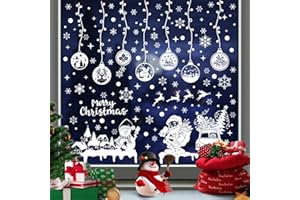 YIHELU Vetrofanie Natalizie per Finestre, Adesivi Decorativi Natalizi, Natale Atmosphere Fiocchi Di Neve Finestra Decori Adesivi per Natale Partito, Adesivi Natalizi per Finestre (Stili B)