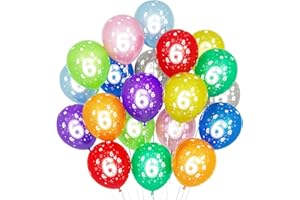 BALLOON DANCE 6 Kunterbunte Luftballons, 20 Stück Luftballons 6. Geburtstag, 30cm Luftballon Deko 6. Geburtstag Mädchen Junge Jubiläum 6 Jahre Ballon Mehrfarbige Zahl 6