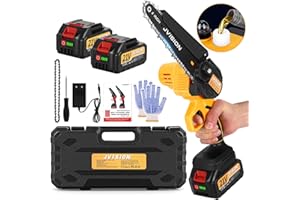 JVISION Mini Motosega a Batteria, Motosega Professionale Elettrica, 6 Pollici Mini Motosega a Batteria da Potatura, Attrezzo da Giardino Per Il Giardinaggio (NUOVO GIALLO - 6 POLLICI)