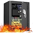 WASJOYE FingerprintFireproof Safe for Home, Biometric Safe Box with Fireproof Drawer and Fingerprint Key Lock, Cabinet Security Safe for Hotel Office Money Jewelry Pistol Documents,50L (50x37x31cm)