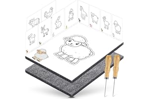 DazSpirit Set Di Punteruolo Per Bambini Dai 4 Anni In Su, Kit Completo Di Aghi Con 2 Feltri, 2 Aghi e 10 Immagini Da Ricamo, Sicuro Per Bambini, Kit Artistico Per I Più Piccoli (Animale da fattoria)