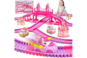iKidiki Cadeau Fille 3 4 5 6 7 8 Ans Anniversaire, Circuit Voiture Enfant Licorne Jouet Fille 3 4 5 6 7 8 Ans Circuit Voiture Electrique Jeu Filles 3-8 Ans Train Electrique Enfant Cadeau Noël 3-8 Ans