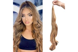 ‎DSOAR Flexibler Wickel Um Pferdeschwanz 32 Zoll Lange Haarverlängerung Gewelltes Pferdeschwanz Haarteil für Frauen