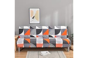Mingfuxin Armless Sofa Bed Cover, Spandex Stretch Futon Slipcover Protector, Non-Slip Elastic Folding Couch Sofa Shield Fits for 2-3 Seater Folding Sofa Bed without Armrests(Printed # 3259)