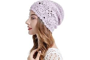 ZLYC Bonnets Printemps Automne Bonnet Souple au Crochet Fait Main pour Femmes