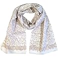 GURU SHOP - Pareo leggero, sarong, panno in cotone stampato a mano, uomo/donna, bianco, cotone, taglia unica, panno stampato,