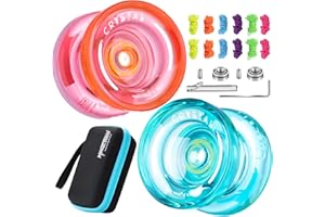 YOSTAR K2 Crystal Yoyo Pack of 2, Responsive Yoyo for Kids Beginners, Professional Dual Purpose Yoyo, Stunt Yoyo with Unresponsive Yoyo Bearing Kit + 12 Yoyo Strings + Yoyo Case (Green + Orange)
