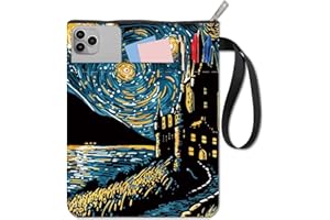 CRASPIRE Custodia per Libri Custodia per Libri con Castello Magico per Libri Tascabili in Tessuto Lavabile Cielo Stellato Protezione per Libri con Cerniera e Tasca Extra per Custodia Borsa