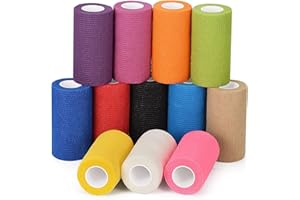 SAGAFLY 12 Rollen Selbsthaftende Bandage Selbstklebender Verband 10cm Kohäsive Bandage Wrap Erste Hilfe Sportverletzungen Haftbandage Verband Elastische Binde Fixierverband Pet Vet Wrap für Pferd Hunde