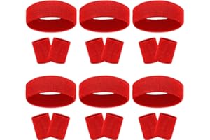 GEEBUZZ 18 Stück Schweißbänder Stirnband Armband Set Bunt gestreift Frottee Sport Athletic Gym 80er Jahre Schweiß Stirnbänder Armbänder