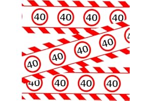 Tiwoca 40 Geburtstag Deko – lustiges Absperrband rot weiß mit Verkehrszeichen als originelle und witzige Geburtstagsdeko für einen gelungenen 40 Geburtstag Frauen oder Männer
