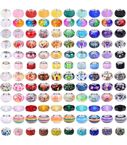PandaHall 54 Perline Europee A Rondella In Acrilico E Resina, Foro 5 Mm, Rosa, Per Bracciali Stile Europeo
