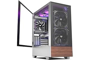 KEDIERS PC Gehäuse ATX Tower Gaming Computergehäuse mit gehärtetem Glas (schwarz + 3-Lüfter NO-LED)