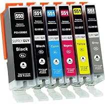 24-Pack Compatible Ink Cartridges For Canon PGI-550 & CLI-551 Printers - 4 Complete Sets Of 6