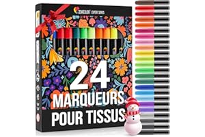 Zenacolor 24 Marqueurs Textile et Tissu - Feutre Textile Non-Toxique, Indélébile et Permanent à Pointe Fine - Idéal pour T Shirt, Sac Tissu, Tote Bag Vierge et Autres Tissus - Pour Enfant et Adulte