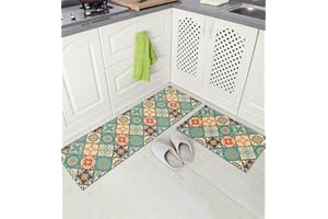 LXTOPN Kitchen Rug Non-Slip Kitchen Mat Sets,Hallway Runner For Kitchen Washable Rugs Mat with Natural Rubber Backing,Door Rug Set. (B3, 43x75cm+43x150cm)