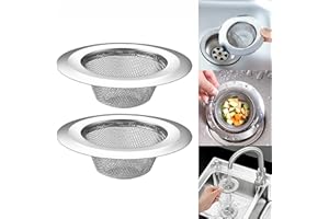 NZDFH Abflusssieb 2er Set, 7.3CM Abflusssieb Küchenspüle Edelstahl, Haarsieb Dusche Abflusssieb Dusche, Waschbecken Sieb, Spülbecken Sieb für Dusche, Badezimmer, Küche einfach zu reinigen, Silber