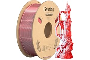 GratKit Filamento di Seta PLA a Doppio Colore 1.75mm, Filamento per stampante 3D FDM 1KG(2,2 libbre), Precisione Dimensionale +/- 0,03 mm, Due-Colore Silk PLA Rosso e Verde Menta