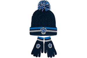 Harry Potter Zestaw czapek i rękawiczek dla dorosłych | mężczyźni kobiety Gryffindor Ravenclaw OR Slytherin Hufflepuff House Options dzianinowa czapka zimowa z pomponem | jeden rozmiar czapka zimowa