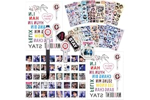 SOSAYI Stray articoli fan Set per STAY, merchandising Stray con 40 cartoline fotografiche SKZ, 1 portachiavi, 1 anello per cellulare, 1 penna a sfera, 2 tatuaggi temporanei, 12 adesivi