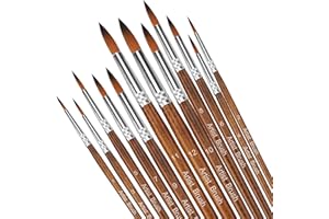 SILITHUS Paint Brushes 12 Pieces Set,Professional Paint Brush Round Pointed Tip Nylon Hair Artist Acrylic Brush for Acrylic Watercolor Oil Painting Body Paint (Brown)