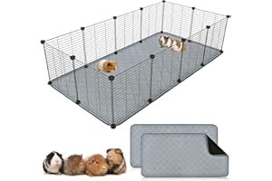 RANYPET Lot de 2 Tapis pour Cage De Cochon d'Inde Lavable Etanche Antidérapant Couverture Absorbant pour Petits Animaux Lapin Nain Chinchilla Hérisson (L （120 x 60CM）, Gris)
