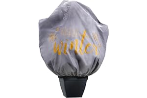 Windhager Winter Deko-Haube Protect XL 'Hello Winter', 1,1 x 1,1 m, Grau-Blau, 50 g/m², Winterschutz für Pflanzen, Kälteschutz, Frostschutz, Vlieshaube, Pflanzenabdeckung Winter, UV-stabilisiert