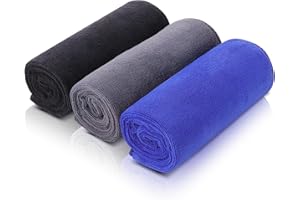 Meng Jiaran 3 Pack Gym Towels Microfibre Sports Sweat Towels 75x35cm Fast Drying&Absorbent Towel For Adults Gym Fitness,Yoga,Camping(Grey,Black,Blue)