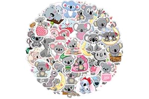 Amabro 50 calcomanías de koala lindas, calcomanías de vinilo impermeables de dibujos animados para Hydroflask, laptop, monopatín, equipaje, bicicleta, niños y adolescentes