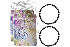 NATURHEILMITTEL HEILSTEINE METHUSALEM GMBH NEU-ULM Schungit (Shungit) Edelstein 6-tlg AKTIV Schmuck SET 2 x ARMBAND (6mm Kugeln) + 2 x BESCHREIBUNG + 2 x Täschchen. 81451