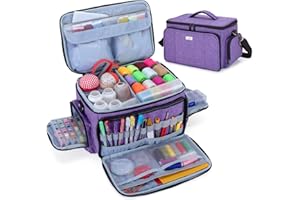 Luxja High Capacity Sewing Accessories Organiser, Sewing Organiser Bag, Sewing Supplies Organiser with Shoulder Strap, Purple