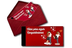 PH PRO HEAT Talonario Romántico Para Parejas con Cheques en Blanco para Regalar – Regalo Original Enamorados Aniversario Novios Cumpleaños San Valentín – 20 Vales para Conquistarnos más 5 Para Personalizar.