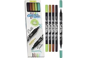 ‎ONLINE Online Calli.Twin Fresh, Double Line Pen, 5er Set Handlettering Pens, Stifte mit Doppel-Spitze, Kalligraphie-Set, Calligraphie-Spitze und gespaltene Spitze für Bullet Journal, Aquarell, Wasserfarben