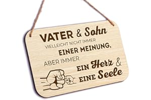 Glitzkind Holzschild Vater & Sohn | Papa Geschenk Geburtstag für Männer | Geburtstagsgeschenk für Papa | Bester Papa Don Papa Daddy | Witzige Lustige Geschenkideen Garten Heimwerker