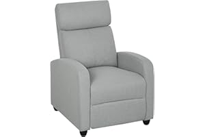 ‎HOMCOM HOMCOM Relaxsessel Fernsehsessel mit Liegefunktion, Leinenoptik, Gepolstert TV-Sessel mit Fußstütze, für Wohnzimmer, Schlafzimmer, Hellgrau
