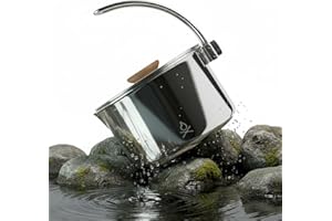 überleben Kessel Camping Kettle for Boiling Water - Camping Tea Kettle w/Locking Lid & Steam Vents, 37fl oz (1.1L) - Camp Fire Coffee Pot w/Canvas Bag - Bushcraft Camping Essentials