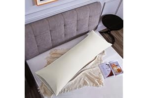 POLIGINO Funda de Almohada 100% Microfibra 50 x 150 cm,Fundas Almohada Extra Suave Hipoalergénicas Transpirable Beige
