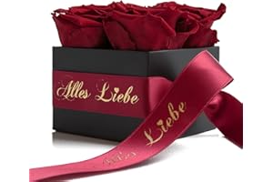 ‎ROSEMARIE SCHULZ HEIDELBERG ROSEMARIE SCHULZ Heidelberg Alles Liebe Geschenk Mama - Schwarze Rosenbox 4 Infinity Rosen haltbar 3 Jahre 8,5x8,5cm - Muttertagsgeschenk (Alles Liebe, Dunkel Rot)