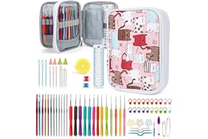 Katech 99 Pezzi Uncinetti Set, Ferri Uncinetto Ergonomici Manico Morbido Aghi di Crochet con Custodia，2mm-8mm Extra Lunghe Knit Needles, Regalo di Natale per Le Donne,Tool Set Kit per Ferri da Maglia