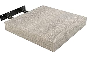 H HANSEL HOME Mensole Galleggianti da Parete 25x25x4cm Colore rovere grigio, Mensole a muro fissaggio invisibile