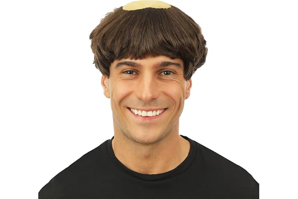 P'TIT Clown - 69079 - Carne de Moine - Perruque Moine - Monk's Wig - Prêtre, Religieux, Curé - Parfait pour Carnaval, Fêtes à Thèmes, Soirée Costumée, Halloween - Adulte Homme - Taille Unique - Brun