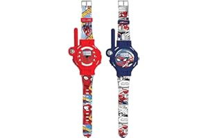 Lexibook, Spider-Man, Orologi Walkie-Talkies, 2 pezzi, portata fino a 200m/600 piedi, torcia, bussola, ricaricabile, blu/rosso, DMWTW1SP