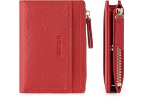 HKCLUF Portafoglio Piccolo Donna,Grande Capacità Portafogli Donna Pelle,Cerniera Tasca Porta Monete Portafoglio Porta Carte Borsa(A9-rosso)